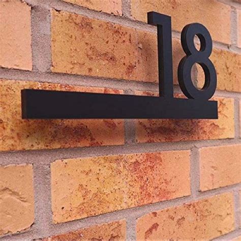 house numbers metal black floating on brick wall|house numbers for brick walls.